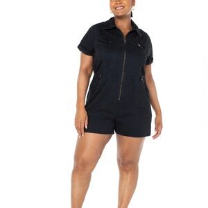 Celebrity Pink Size XXXL Black Jumpsuit snap tab detail soft stretch denim zip